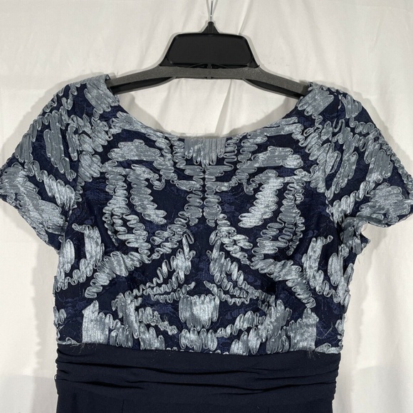 NEW JS COLLECTIONS [ 4 ] Mixed Media Soutache Midi‎ Dress In Navy - Picture 8 of 12